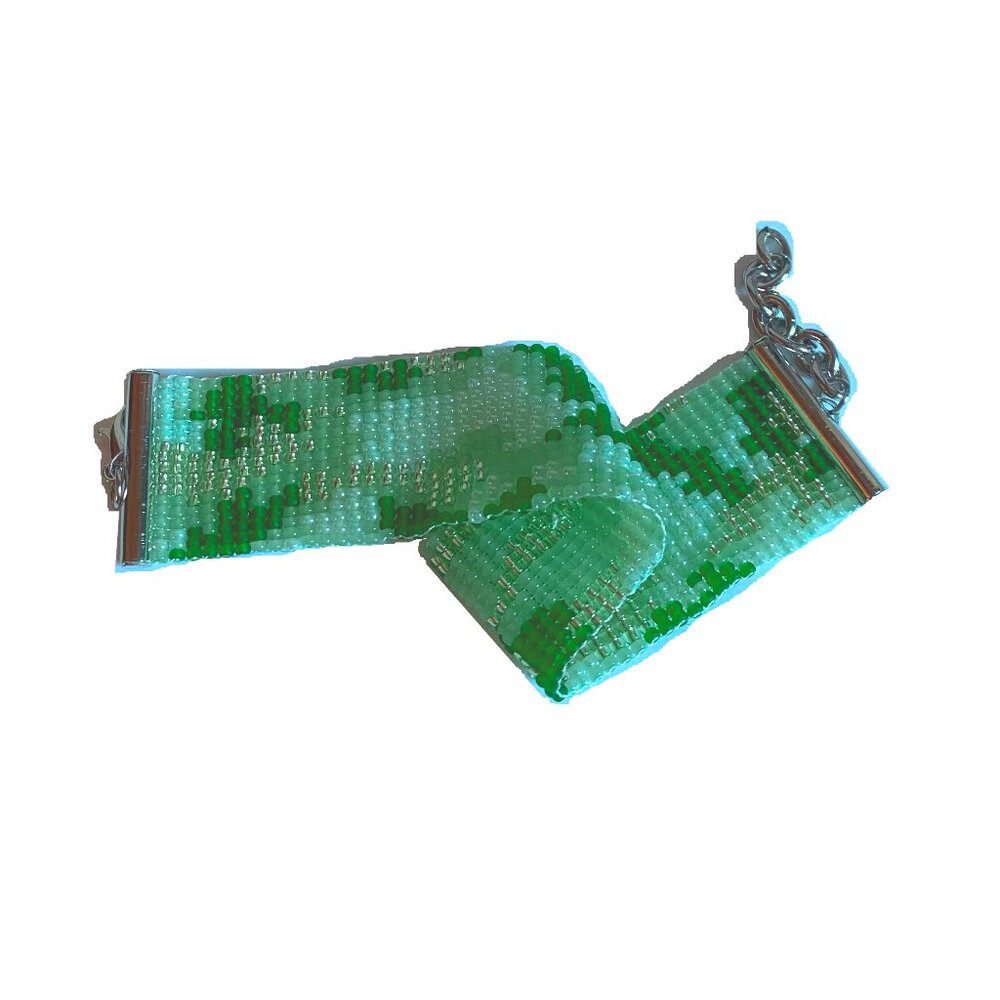 Mint Green Camouflage Beaded Bracelet